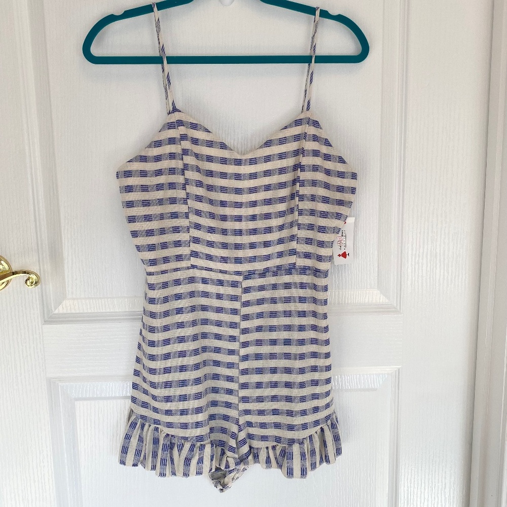 NWT Red Dress Boutique Blue Plaid Ruffle Romper